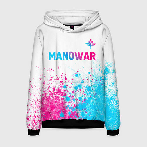 Мужская толстовка Manowar neon gradient style: символ сверху / 3D-Черный – фото 1