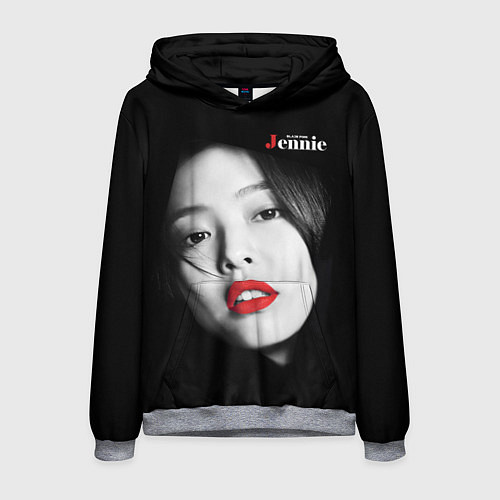 Мужская толстовка Blackpink Jennie Red lips / 3D-Меланж – фото 1