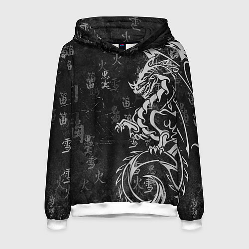 Мужская толстовка White dragon - grunge / 3D-Белый – фото 1