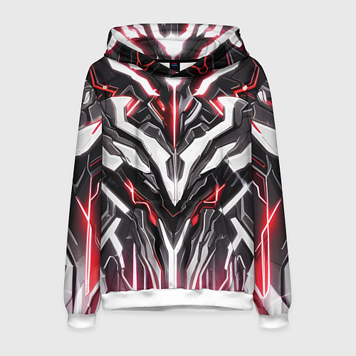 Мужская толстовка Неоновая кибер броня красная / 3D-Белый – фото 1