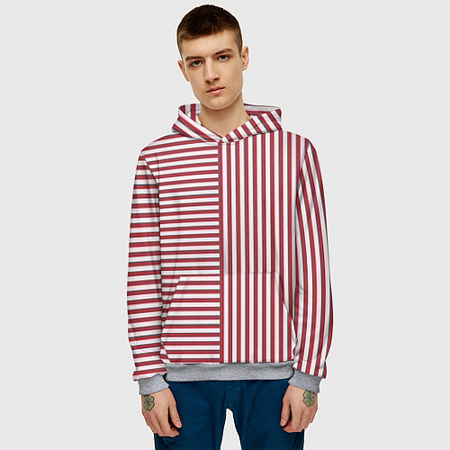 Мужская толстовка Красный полосатый фон / 3D-Меланж – фото 3