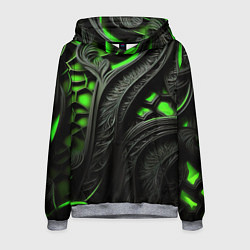 Толстовка-худи мужская Green black abstract, цвет: 3D-меланж