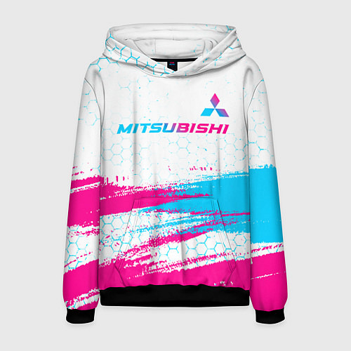 Мужская толстовка Mitsubishi neon gradient style: символ сверху / 3D-Черный – фото 1