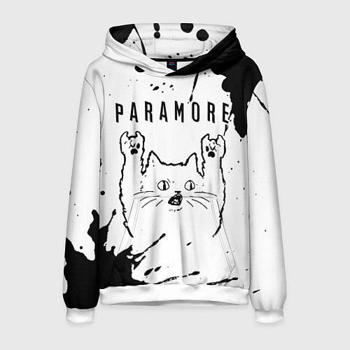 Мужская толстовка Paramore рок кот на светлом фоне / 3D-Белый – фото 1
