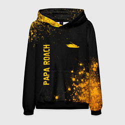 Толстовка-худи мужская Papa Roach - gold gradient: надпись, символ, цвет: 3D-черный