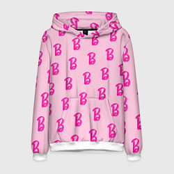 Толстовка-худи мужская Барби паттерн буква B, цвет: 3D-белый