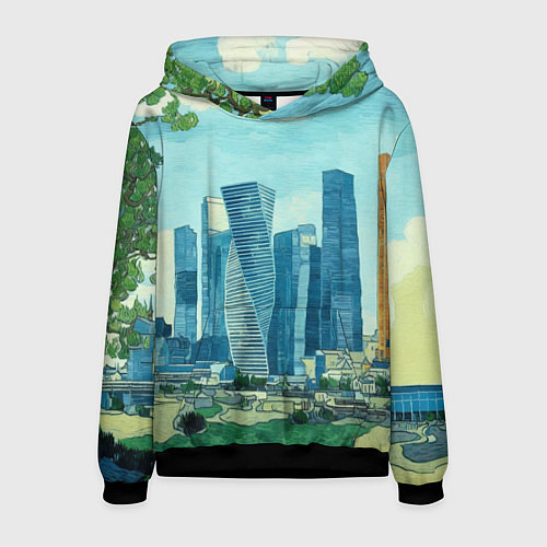 Мужская толстовка Москва-сити Ван Гог / 3D-Черный – фото 1