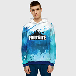 Толстовка-худи мужская Fortnite Logo Paint, цвет: 3D-синий — фото 2