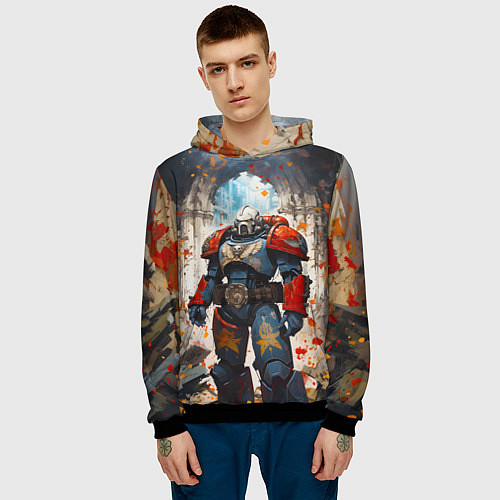 Мужская толстовка Космодесант - Warhammer 40k / 3D-Черный – фото 3