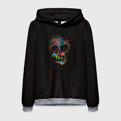 Мужская толстовка Череп - потекшие краски / 3D-Меланж – фото 1