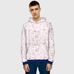 Толстовка-худи мужская Акварельный паттерн цветов сакуры, цвет: 3D-синий — фото 2