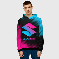 Толстовка-худи мужская Suzuki - neon gradient, цвет: 3D-черный — фото 2