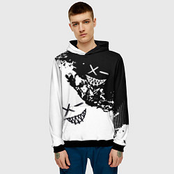 Толстовка-худи мужская Smile - black and white, цвет: 3D-черный — фото 2