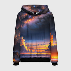 Толстовка-худи мужская Млечный путь и облака на закате, цвет: 3D-черный