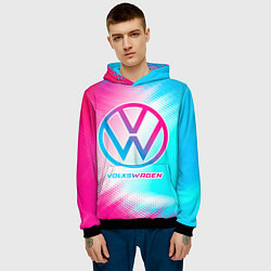 Толстовка-худи мужская Volkswagen neon gradient style, цвет: 3D-черный — фото 2