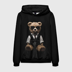 Толстовка-худи мужская Плюшевый мишка в очках, цвет: 3D-черный