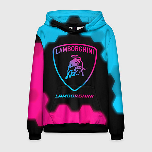 Мужская толстовка Lamborghini - neon gradient / 3D-Черный – фото 1