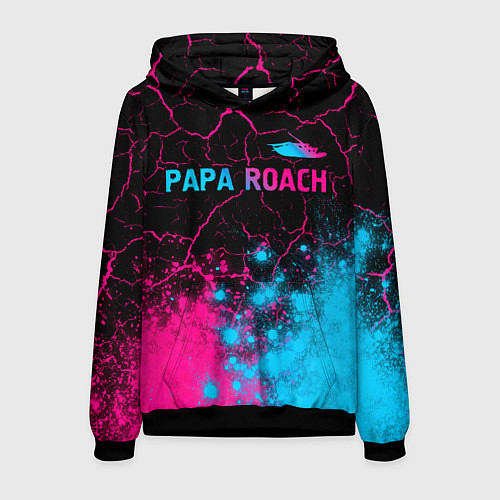 Мужская толстовка Papa Roach - neon gradient: символ сверху / 3D-Черный – фото 1