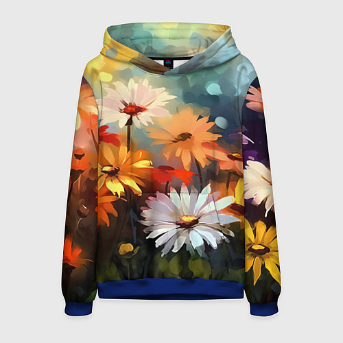 Мужская толстовка Маслянные ромашки / 3D-Синий – фото 1