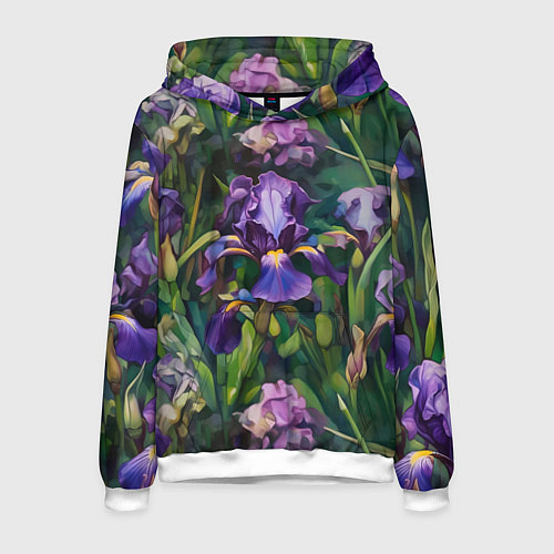 Мужская толстовка Ирисы паттерн / 3D-Белый – фото 1