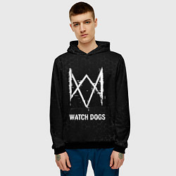 Толстовка-худи мужская Watch Dogs glitch на темном фоне, цвет: 3D-черный — фото 2
