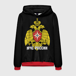 Толстовка-худи мужская МЧС России - герб, цвет: 3D-красный