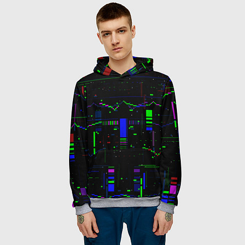 Мужская толстовка Глитч помехи / 3D-Меланж – фото 3