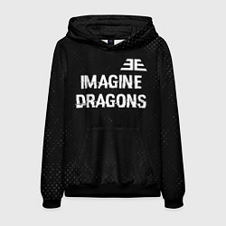 Толстовка-худи мужская Imagine Dragons glitch на темном фоне: символ свер, цвет: 3D-черный