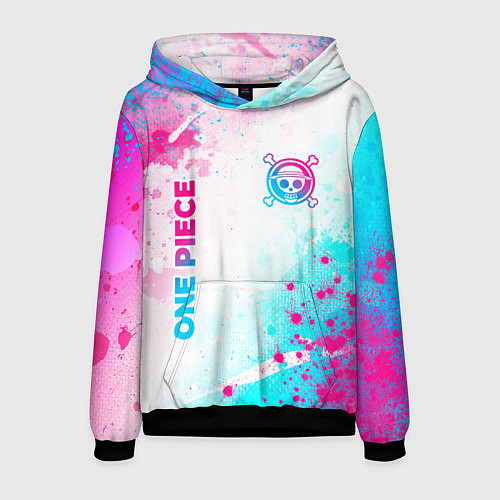 Мужская толстовка One Piece neon gradient style: надпись, символ / 3D-Черный – фото 1