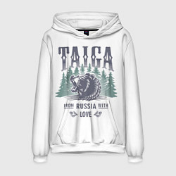 Толстовка-худи мужская Тайга - из России с любовью, цвет: 3D-белый
