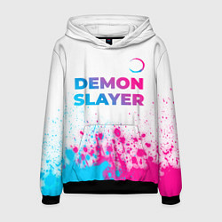 Мужская толстовка Demon Slayer neon gradient style: символ сверху