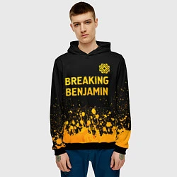 Толстовка-худи мужская Breaking Benjamin - gold gradient: символ сверху, цвет: 3D-черный — фото 2