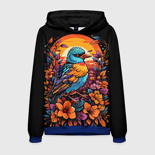 Мужская толстовка Тропическая птица и листья / 3D-Синий – фото 1