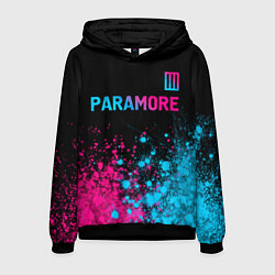 Толстовка-худи мужская Paramore - neon gradient: символ сверху, цвет: 3D-черный