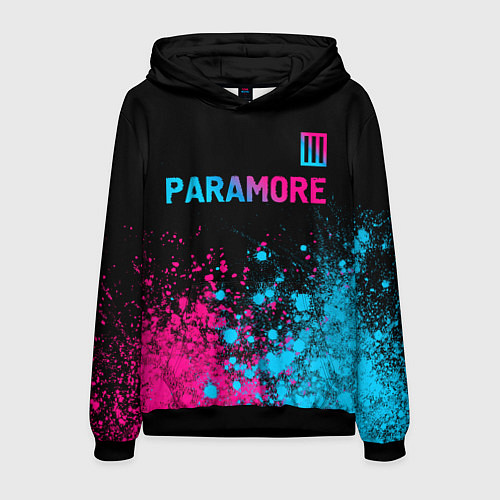 Мужская толстовка Paramore - neon gradient: символ сверху / 3D-Черный – фото 1