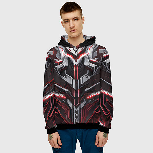 Мужская толстовка Красная кибер броня / 3D-Черный – фото 3