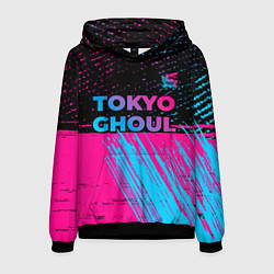 Толстовка-худи мужская Tokyo Ghoul - neon gradient: символ сверху, цвет: 3D-черный