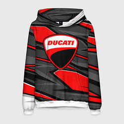 Толстовка-худи мужская Ducati - red stripes, цвет: 3D-белый