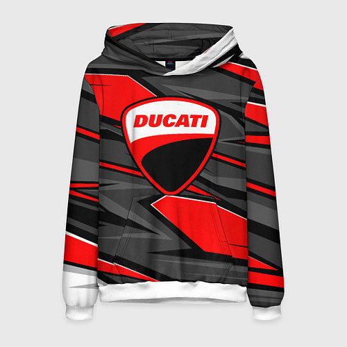 Мужская толстовка Ducati - red stripes / 3D-Белый – фото 1