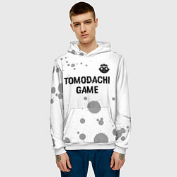 Толстовка-худи мужская Tomodachi Game glitch на светлом фоне: символ свер, цвет: 3D-белый — фото 2