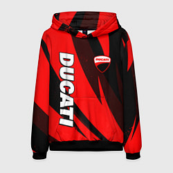 Толстовка-худи мужская Ducati - красные волны, цвет: 3D-черный