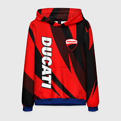 Толстовка-худи мужская Ducati - красные волны, цвет: 3D-синий