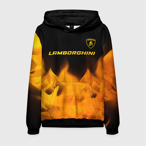 Мужская толстовка Lamborghini - gold gradient: символ сверху / 3D-Черный – фото 1