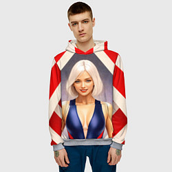 Толстовка-худи мужская Девушка блондинка в спортивном костюме, цвет: 3D-меланж — фото 2