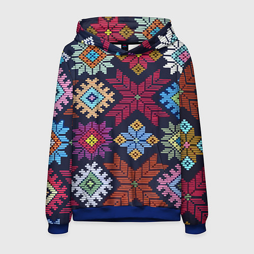 Мужская толстовка Орнамент удмуртский / 3D-Синий – фото 1