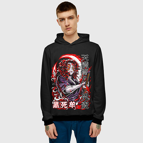 Мужская толстовка Кокушибо первая луна - Клинок демонов / 3D-Черный – фото 3