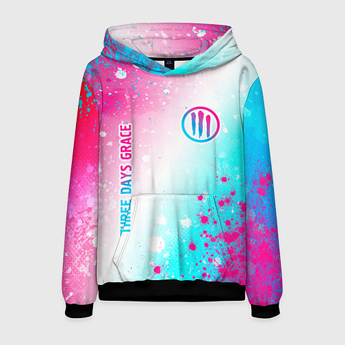 Мужская толстовка Three Days Grace neon gradient style: надпись, сим / 3D-Черный – фото 1