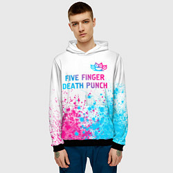 Толстовка-худи мужская Five Finger Death Punch neon gradient style: симво, цвет: 3D-черный — фото 2