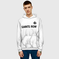 Толстовка-худи мужская Saints Row glitch на светлом фоне: символ сверху, цвет: 3D-белый — фото 2