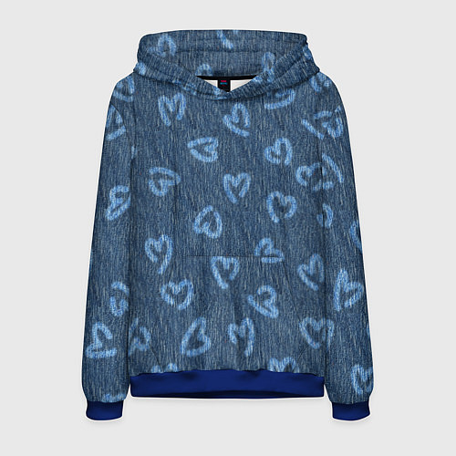 Мужская толстовка Hearts on denim / 3D-Синий – фото 1